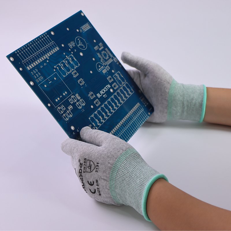 Conducive Examples ESD Carbon Gloves, Seamless Knit Nylon/Carbon Fiber, Uncoated - Myesde