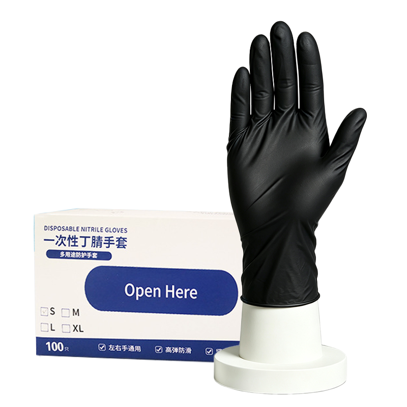 Nitrile Gloves, Black, Powder Free Industrial Grade, 100pcs/box