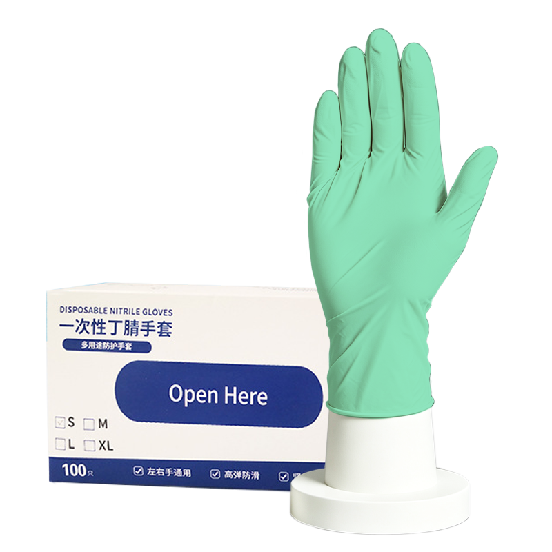 Nitrile Gloves, Green, Powder Free Disposable Gloves, 100pcs/box